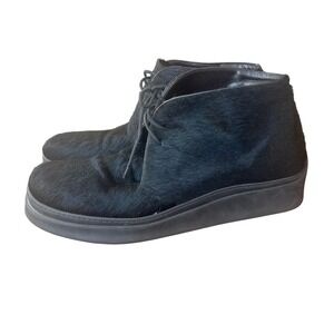 Halogen‎ Black Pony Hair Leather Chukka Desert Ankle Boots Mens Made Italy - 46